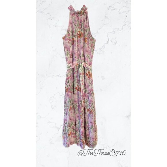 Womens Taylor Floral Maxi Dress Halter Neck Size 12 NWOT Pink Purple - Picture 1 of 4